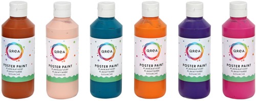 Plakkaatverf Qrea set à 6 fun kleuren 250ml