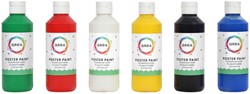 Plakkaatverf Qrea set à 6 standaard kleuren 250ml
