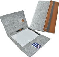 Schrijfmap DESQ A4 vilt met papierclip en elastiek sluiting grijs-3