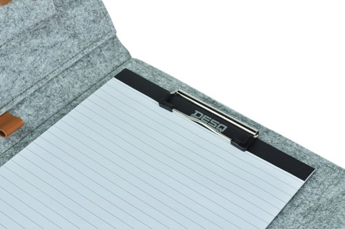 Schrijfmap DESQ A4 vilt met papierclip en elastiek sluiting grijs-2