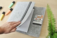 Schrijfmap DESQ A4 vilt met papierclip en elastiek sluiting grijs-4