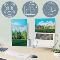 Monitor- en laptoparm Leitz Ergo ruimtebesparend dubbel grijs-2