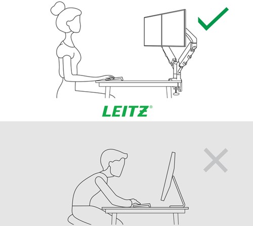 Monitorarm Leitz Ergo ruimtebesparend dubbel grijs-3