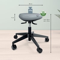 Zitkruk Leitz Ergo met wieltjes en wiebelkussen-2
