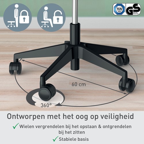 Zitkruk Leitz Ergo met wieltjes en comfortzitting-1