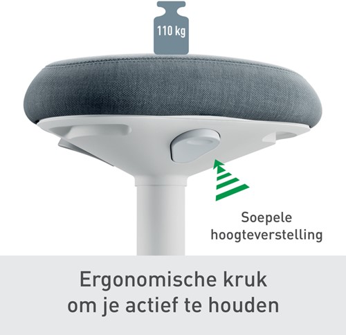 Actieve zit-sta kruk Leitz Ergo met gasveer 57-82 cm-2