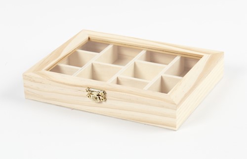 Doos Creativ Company 15.5x20.5x3.5cm hout met glazen deksel-3