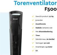 Torenventilator BRASQ F500 H79cm zwart-2