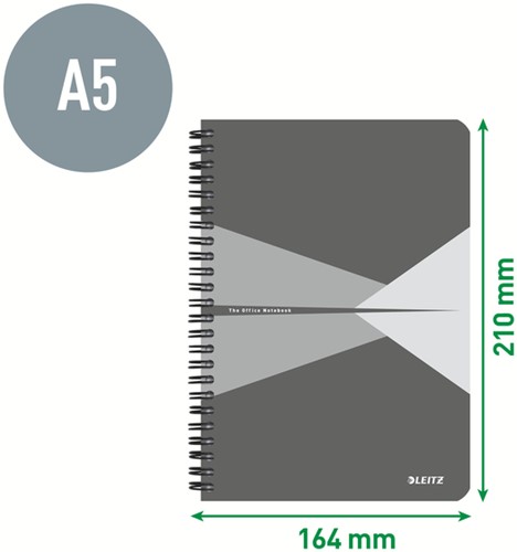 Notitieboek Leitz Office A5 lijn 180 pagina's 80gr grijs blauw-3