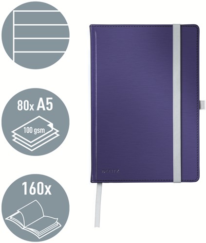 Notitieboek Leitz Style A5 lijn 160 pagina's 100gr blauw-2