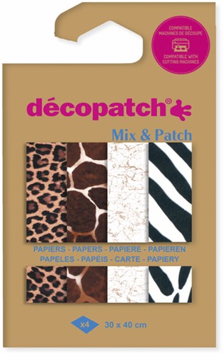 Hobbypapier Décopatch 30x40cm set à 4 vel thema dierenhuid