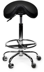 Zadelkruk Office Premium standaard met voetring harde wielen zw