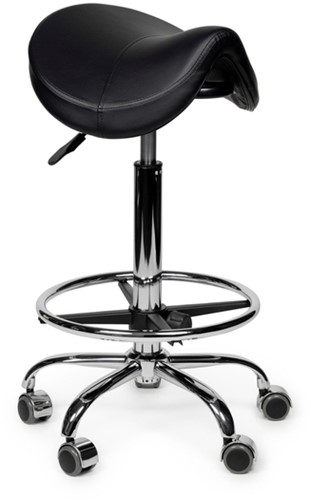 Zadelkruk Office Premium standaard met voetring harde wielen zw-3