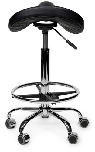 Zadelkruk Office Premium standaard met voetring harde wielen zw-1