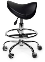 Zadelkruk Office Premium laag met voetring harde wielen zw-2