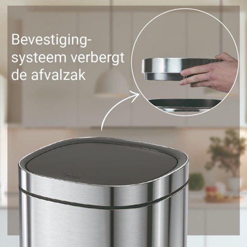 Afvalbak Desq Touch 50 liter RVS zilver-1