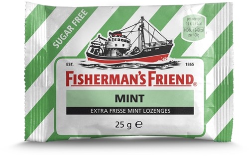 Keelpastilles Fisherman's Friend mint suikervrij zak 25 gram