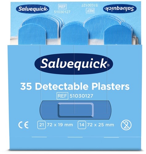 Pleisters Salvequick blauw detectable refill 6x 35 stuks-2