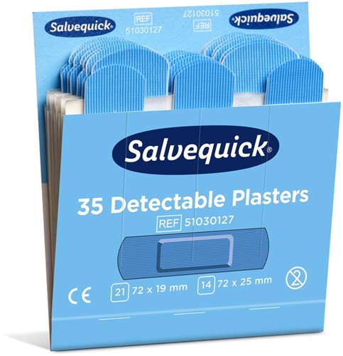 Pleisters Salvequick blauw detectable refill 6x 35 stuks-3