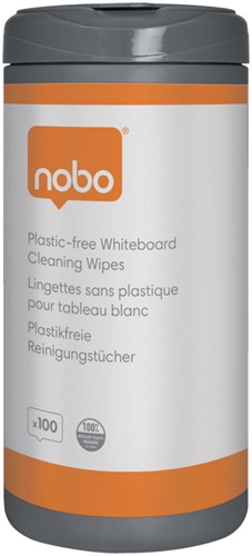 Whiteboardreinigingsdoekjes Nobo plasticvrij 100 stuks