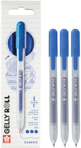 Gelschrijver Sakura Gelly Roll Classic 08 klikfunctie blauw 3 stuks-1