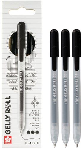 Gelschrijver Sakura Gelly Roll Classic 08 klikfunctie zwart 3 stuks-1