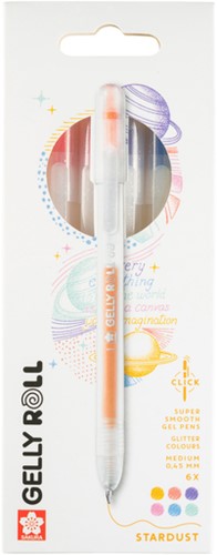 Gelschrijver Sakura Gelly Roll Stardust 08 klikfunctie set à 6 kleuren-2