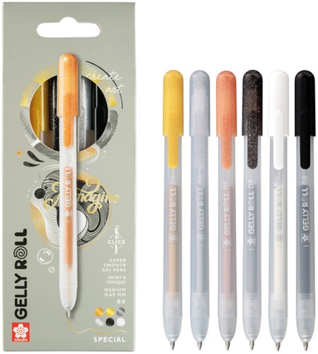 Gelschrijver Sakura Gelly Roll Special 08 klikfunctie set à 6 kleuren-1