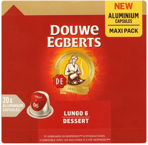 Koffiecups Douwe Egberts Lungo dessert 20 stuks