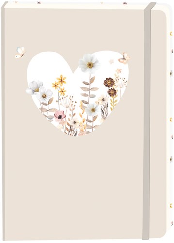 Notitieboek wit hart A5 lijn 92 pagina's softcover beige