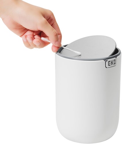 Afvalbak EKO Fandy 2 tafelmodel met swingdeksel 2,2 liter wit-3