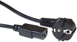 Kabel ACT STROOM C13 recht - CEE7/7 zwart 2.0 meter