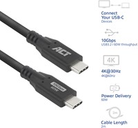 Kabel ACT USB-C 3.2 GEN.2 M/M zwart 2 meter-2