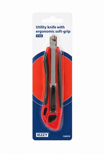 Snijmes IEZZY 9mm kunststof met ergonomische softgrip incl. 3 mesje-2