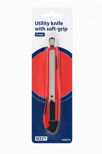 Snijmes IEZZY 9mm kunststof met softgrip inclusief 1 mesje-2