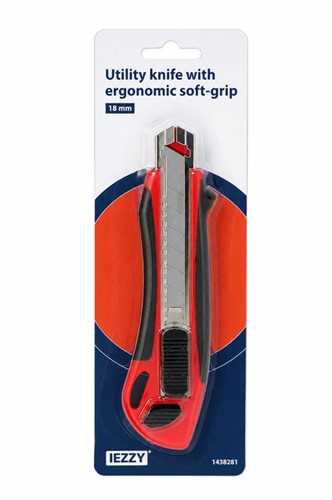Snijmes IEZZY 18mm kunststof met ergonomische softgrip incl. 3 mesje-2