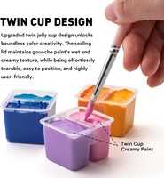 Gouache HIMI Twin cups 36 kleuren 12gr opbergbox lila-7