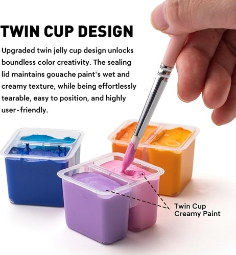 Gouache HIMI Twin cups 36 kleuren 12gr opbergbox lila-7