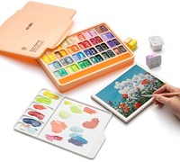 Gouache HIMI twin cups 48 kleuren 12gr opbergbox Peach Fuzz-7