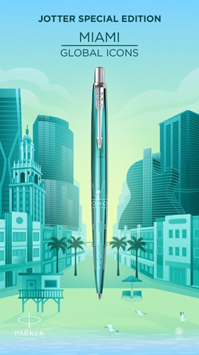 Balpen Parker Jotter special edition Miami turquoise CT medium-2