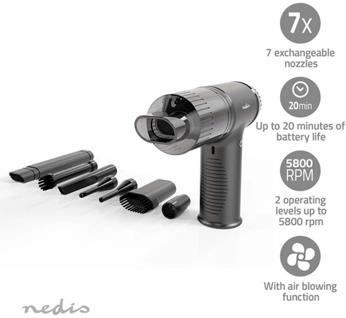 Handstofzuiger / luchtblazer Nedis 90W oplaadbaar zwart-1