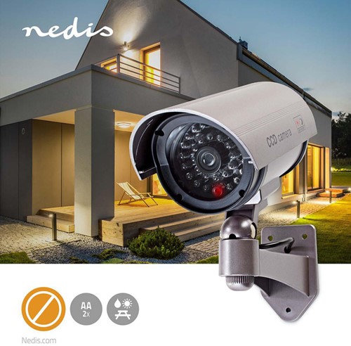 Dummy beveiligingscamera Nedis buiten grijs-1