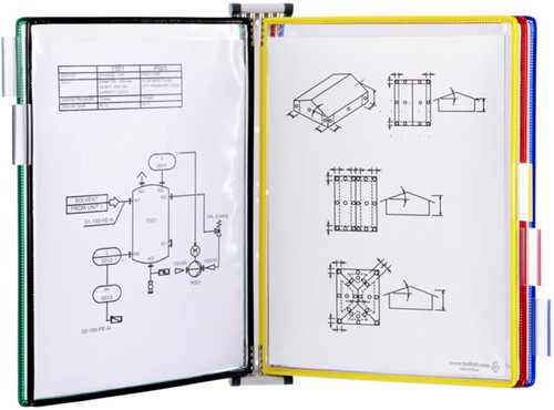 Zichtpanelensysteem wand Tarifold metaal A4 met 5-tassen assorti-3