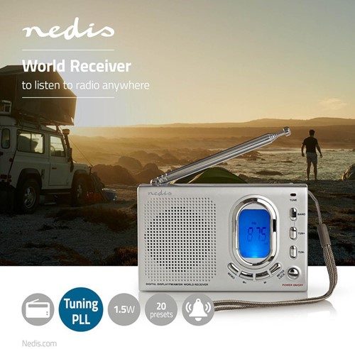 Wereldradio Nedis met wekker RDWR1000GY-5