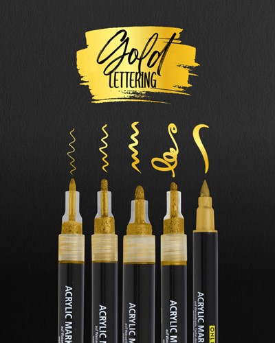 Acrylmarker Online lettering 5 breedtes goud-3