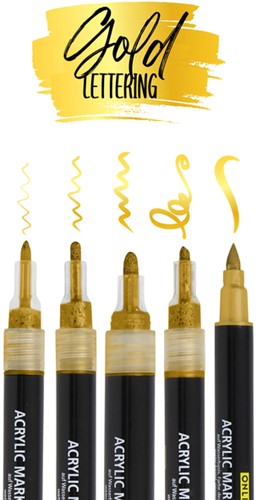 Acrylmarker Online lettering 5 breedtes goud-1
