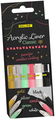 Acrylliner Online classic assorti 6 stuks