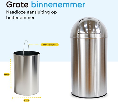 Afvalbak BRASQ Push Bin PB230+ 30 liter rvs-2