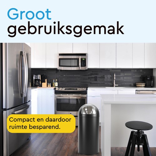 Afvalbak BRASQ Push Bin PB230+ 30 liter zwart-5