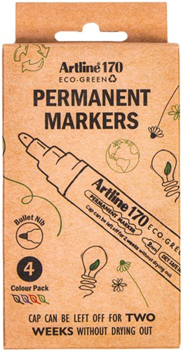Permanent marker Artline 170 Dry Safe Eco rond medium ass 4 stuks-2